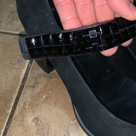 Ecco black wedge heeled pumps with black beaded straps at ankle size 6 - Picture 10 of 11